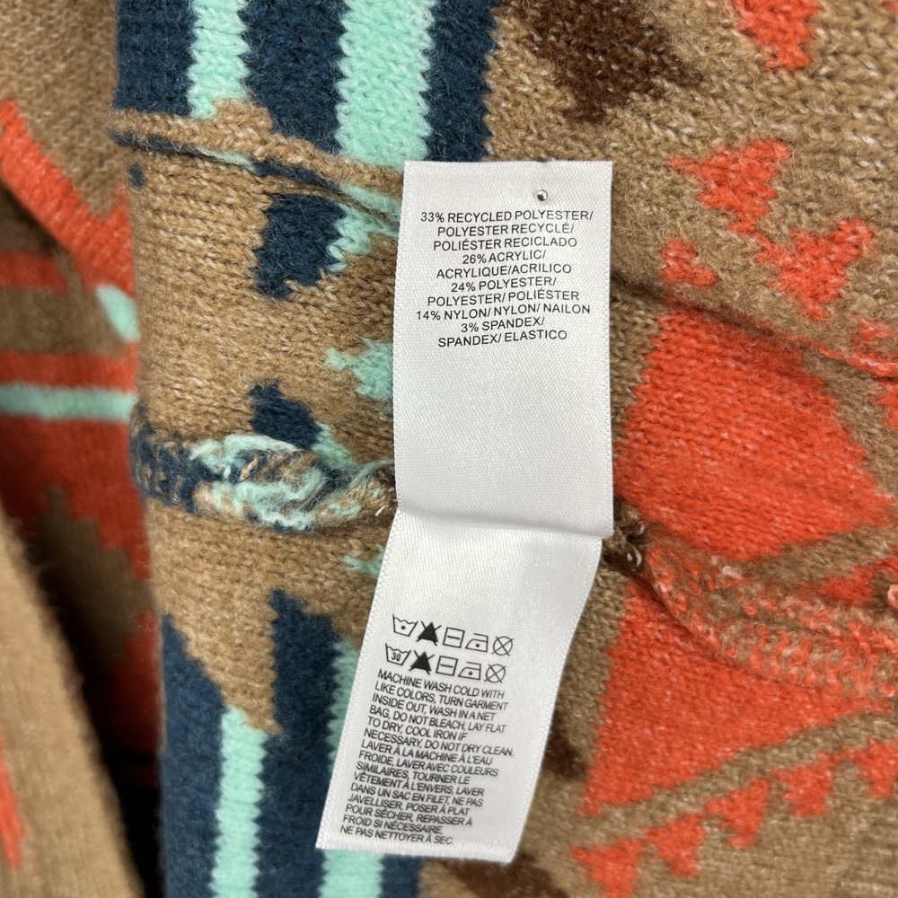 Lucky Brand Women Aztec Open Front Drape Cardigan XL Brown‎ Blue Boho western - Picture 10 of 15